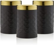 Swan Gatsby Kitchen Storage 1L Canisters Set of 3, Tea Coffee Sugar- Black