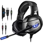 Casque Gaming ONIKUMA - PS4 Xbox One PC Console - Son 7.1 Surround + Isolation + Basses Puissantes - Gris