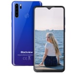 Blackview A80 Pro-6.49 inches Smartphone, 4GB RAM+64G ROM Unlocked Cell Phone with Quad Camera 13MP, 4680mAh Battery, 4G Global Version Dual SIM Phone, Fingerprint, Face ID (Blue)