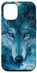 Coque pour iPhone 12/12 Pro Aquarelle bleu turquoise loup