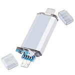 UFARID USB3.0 Flash Drive with Micro USB Connnector And Type C Connector OTG Memory Stick PenDrive For Smartphones,Computers,Tablets (64GB, Silver)
