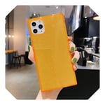 Soft TPU Clear Case For iPhone SE 2020 11 Pro Xs Max Glitter Bling Candy Color Square Back Cover For iPhone 6 6S 7 8 Plus Xr X-BlingOrange-for iphone X or XS