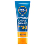 NIVEA SUN Crème solaire UV VISAGE Essentiels FPS 30 (1 x 50 ml), Protection solaire hydratante, Écran solaire anti UVA/UVB pour tous types de peaux