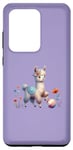 Galaxy S20 Ultra Purple Cute Alpaca with Floral Crown and Colorful Ball Case