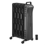 Amazon Basics Portable Oil-Filled Digital Radiator Heater with ECO function and Remote Control, 2000W, UK Plug, 9 Fins, Black