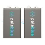 Pale Blue 9V Rechargeable USB Smart Batteries, 2 st