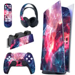 playvital Galaxy Space Full Set Skin Decal for ps5 Console Digital Edition,Sticker Vinyl Decal Cover for ps5 Controller & Charging Station & Headset & Media Remote