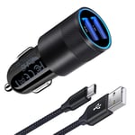 Samsung Car Charger, AILKIN 3.4A Dual Port Fast USB C Car Charger Adaptor with 6.6Ft/2M USB C Cable for Samsung Galaxy S20/S20 Ultra/S10/S9/S8, Note 10/9/8, Xiaomi, HTC, Sony, Motorola, LG