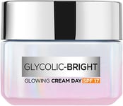 L'Oreal Paris Glycolic Bright Day Cream with SPF 17, 50Ml |Skin Brightening Crea