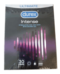 BOX of30 Ultimate Durex Intense Condoms Stimulating Ribs & Dots With Desirex Gel