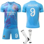 24-25 Real Madrid CF Nr 9 MBAPPE Fotbollströjor Barn Vuxen Fotbollsutrustning XS