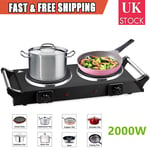 Electric Hot Plate Cooker Portable Table Top Kitchen Double Hob Stove 2000W UK