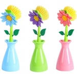 3 st diskborste borste söt blomma form lång handtag diskborste ren för skrubbning kit