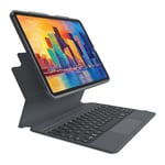 iPad Pro 12.9&quot; (2022 / 2021 / 2020 / 2018) Zagg Pro Keys Trackpad Keyboard (Nordisk Tastatur m. Deksel) - Charcoal