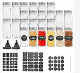 Pack of 24 Spice Jars Set, Include 1 Black Funnel, 4 Sheets of Empty Stickers and 1 Chalk