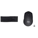 Logitech K270 Wireless Keyboard for Windows, AZERTY French Layout - Black & M330 SILENT PLUS Wireless Mouse, 2.4GHz with USB Nano Receiver, 1000 DPI Optical Tracking, 2-year Battery Life, Black
