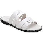 36 blanc Emmanuela Sandales en cuir plat confortables, glisser sur des sandales dans un style grec, des chaussures d'été avec des orteils ouverts, des sandales à curseur boho chic