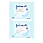 2 x Johnson Face Care Makeup Be Gone Moisturising Wipes Pack of 25 wipes - 7276
