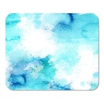 Mousepad Computer Notepad Office Watercolor Paint Artistic Teal Brush Strokes Place Blue Pattern Home School Game Player Computer Worker Inch