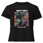 Jurassic Park World Four Colour Faces Women's Cropped T-Shirt - Black - S - Black