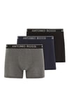 ANTONIO ROSSI (3/6 Pack) Men's Fitted Boxer Hipsters - Mens Boxers Shorts Multipack with Elastic Waistband - Cotton Rich, Comfortable Mens Underwear, Black, Grey, Navy (3 Pack), XXL
