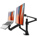 viozon Monitor and Laptop Mount, 2-in-1 Adjustable Dual Monitor Arm Desk Stand, Single Gas Spring Arm with Laptop Tray for 12-17" Laptop. Single Arm Stand/Holder for 17-32" Computer Monitor(3L ProB)