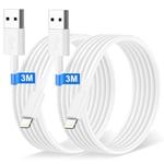 Câble iPhone 3M 2Pack [Apple Certifiés MFi], Cable Chargeur iPhone Cable Lightning USB Cable iPhone Charge Rapide Cordon iPhone Fil Chargeur pour iPhone 14/13/12/11/Pro Max/X/XS/XR/8/7/6 Plus/SE, iPad
