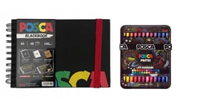 Posca - A5 BlackBook & Pastels Bright intense colors (24 pcs)