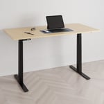 Höj och sänkbart skrivbord, 2 motorer, digital, svart stativ, björk bordsskiva 180x80 cm