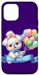 Coque pour iPhone 15 Pro Ballon blanc pour fête d'anniversaire avec chiot
