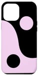 Coque pour iPhone 15 Pro Max Symbole minimaliste abstrait du yin yang rose et noir