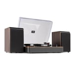 Audizio RP330D stereo skivspelare med Bluetooth och högtalare - 100W - Brun, Skivspelare Audizio RP330D stereo Bluetooth och högtalare - 100W - Brun