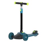 NEWCURLER Rugged Racers Kick Scooter for Boys and Girls 3 Wheel Scooter, 4 Adjustable Height Lean to Steer with Wide Deck PU Flashing Wheels for Children 3 to 12 Years Old,Blue