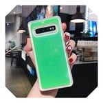 Luminous Neon Sand Cover For Samsung Galaxy S8 S9 S10 Plus Note 8 9 10 Pro Glow In The Dark Liquid Glitter Quicksand Cases-Green-for samsung S10