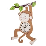 Brown Kids Monkey Wall Clock Animal Themed Safari Design