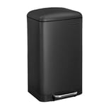 Songmics skräpfack, 30 L köksbink, stålpedalfack med inre hink och lock, mjuk stängning, lukttätning för kök, vardagsrum, svart LTB01BK