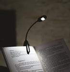 EMOS Lampe de lecture LED avec 2 modes d'éclairage, Fonctionne avec 1 pile AAA, Portée max. : 7 m, Luminosité maximale : 10 lm, Lampe flexible à pince avec col de cygne, Fixation à clip, Noir P3400