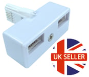 BT double Twin telephone Phone socket 2 way Adaptor  Male to Two Female Sockets