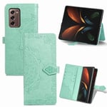 FanTing Case for Samsung Galaxy Z Fold 2,Mobile Wallet Flip Cover with Mobile Phone Holder and Card Slot,Magnetic PU leather wallet case for Samsung Galaxy Z Fold 2-Green