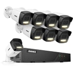 Kit Caméra de Surveillance 3K, Détection de Personnes/Véhicules 8X 3K PoE Caméra ip Filaire avec Projecteur Extérieur et 8CH 2TB hdd nvr pour