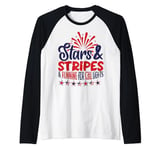 Stars and Stripes Running for Call Lights 4th of July Nurse Raglan Baseball Tee