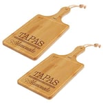 Westmark 702022E3 Planches de service avec motif et poignée 35 x 16 cm Bambou Tapas + Friends Light Brown Set of 2