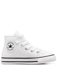 Converse Infant Girls Easy-On Velcro Festival High Tops Trainers - White/Pink, White/Pink, Size 4 Younger