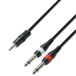Adapterkabel 3,5 mm Jack Stereo till 2 x 6,3 mm Jack mono - 6 meter