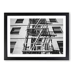 Big Box Art Architecture Building Stairway Framed Wall Art Picture Print Ready to Hang, Oak A2 (62 x 45 cm)