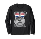 Miniature Schnauzer Dog Netherlands Flag Sunglasses Long Sleeve T-Shirt