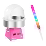 Royal Catering Sockervaddsmaskin - set med sockervaddspinnar spottskydd 52 cm 1.030 Watt rosa