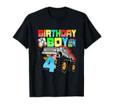 Kids 4 Year Old Funny 4th Birthday Boy Monster Truck Car T-Shirt