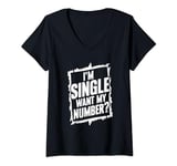 Womens Funny I'm Single Want My Number Vintage Find Boy Girl Couple V-Neck T-Shirt