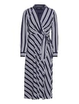 Striped Tie-Front Crepe Midi Dress Knälång Klänning Multi/patterned Lauren Ralph Lauren